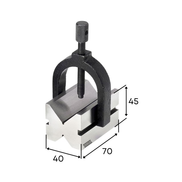 bloco em V com grampo 70x45x40 mm (par)