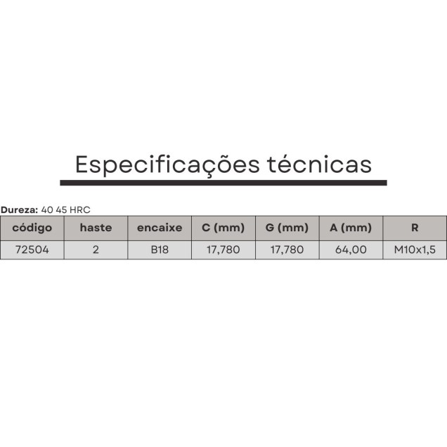 haste para mandril cone morse 2xb18 rosca M10