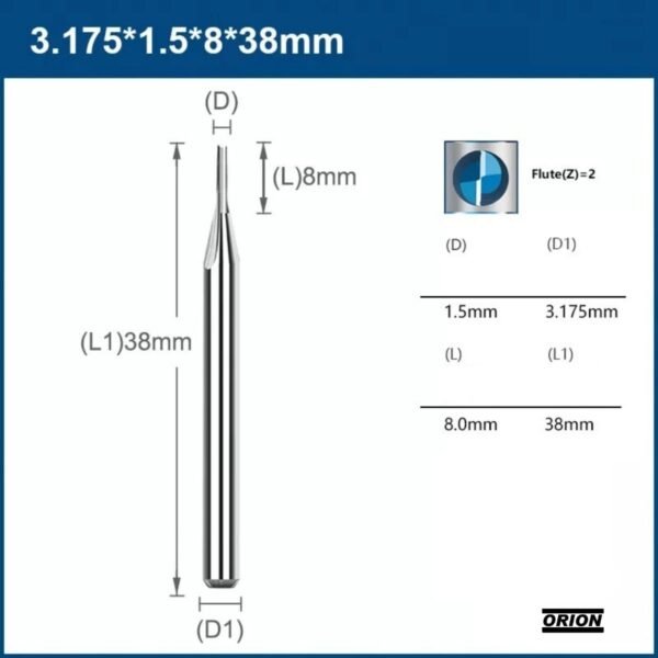 fresa corte reto 1,5x8 router cnc mdf acm - 2 cortes - Imagem 2