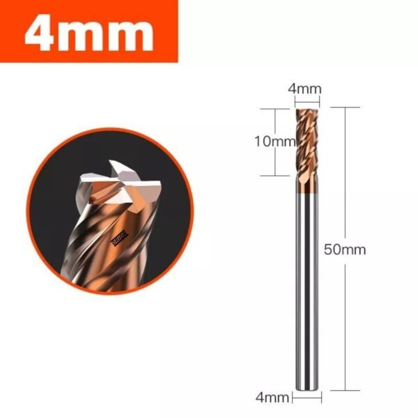 fresa topo metal duro 2 cortes 04 mmx10x050xh4 TiSiN - Imagem 2