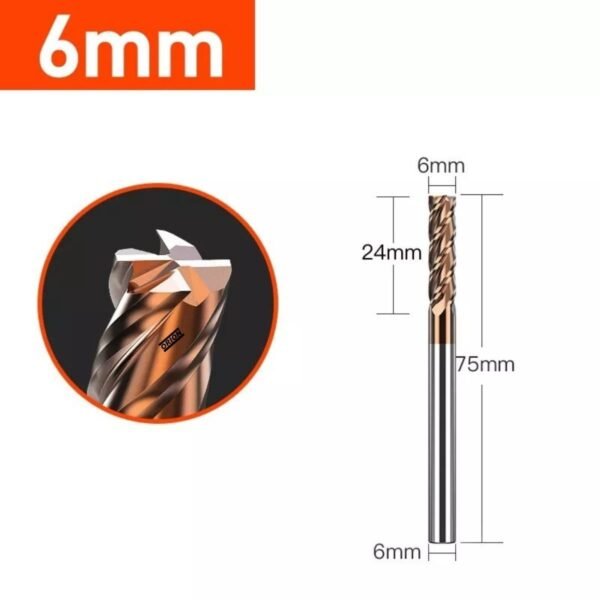 fresa topo metal duro 2 cortes 06 mmx20x075xh6 TiSiN - Imagem 2