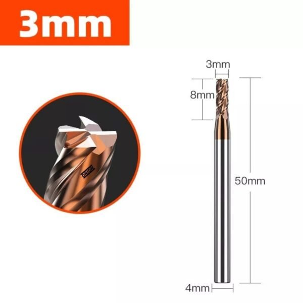 fresa topo metal duro 2 cortes 03 mmx08x050xh4 TiSiN - Imagem 2