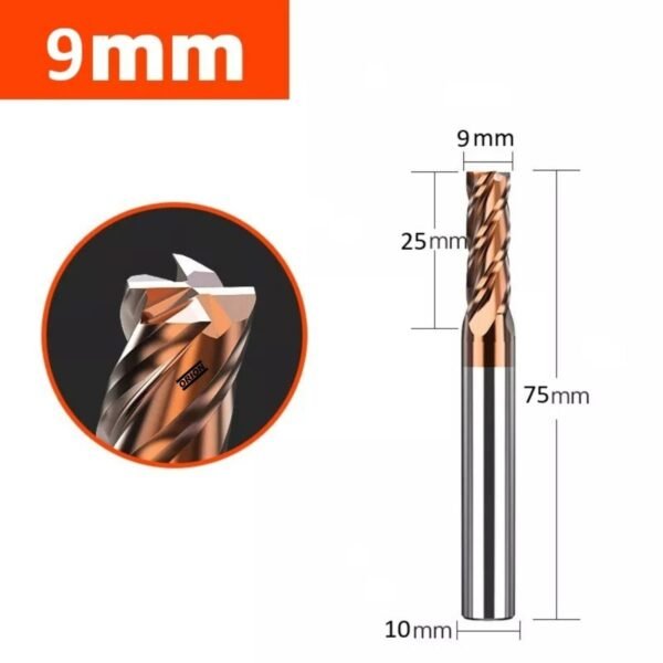 fresa topo metal duro 4 cortes 09 mmx25x075xh10 TiSiN - Imagem 2