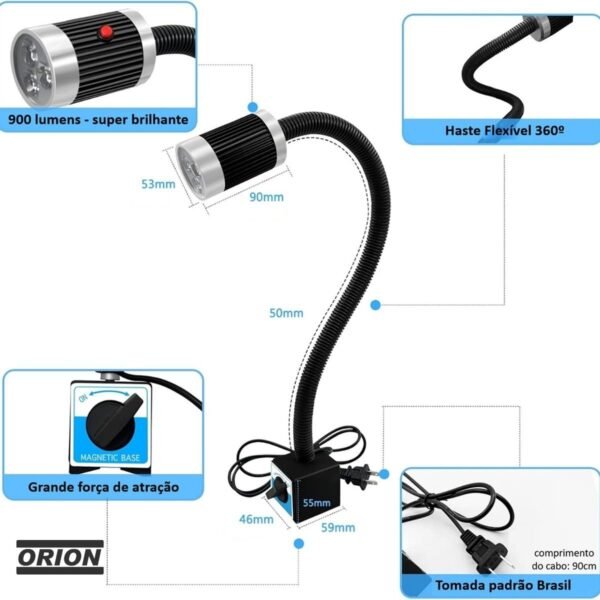 luminaria flexivel bivolt com base magnetica - Imagem 3