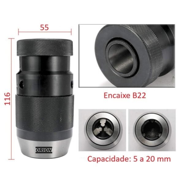 mandril aperto rapido 5 a 20 mm b22 - Imagem 3