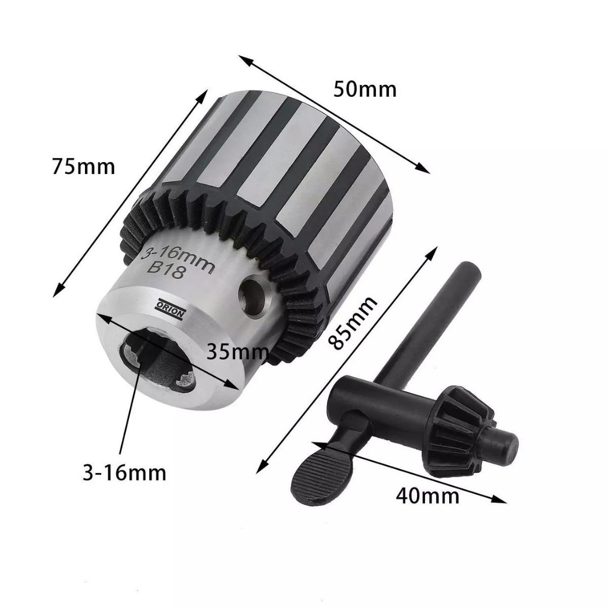 mandril com chave 3 a 16mm b18 - Imagem 3
