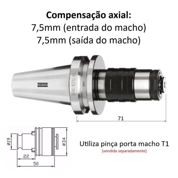 mandril flutuante BT40 m3 a m12 - Imagem 3