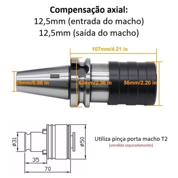 mandril flutuante BT40 m5 a m20 - Imagem 3