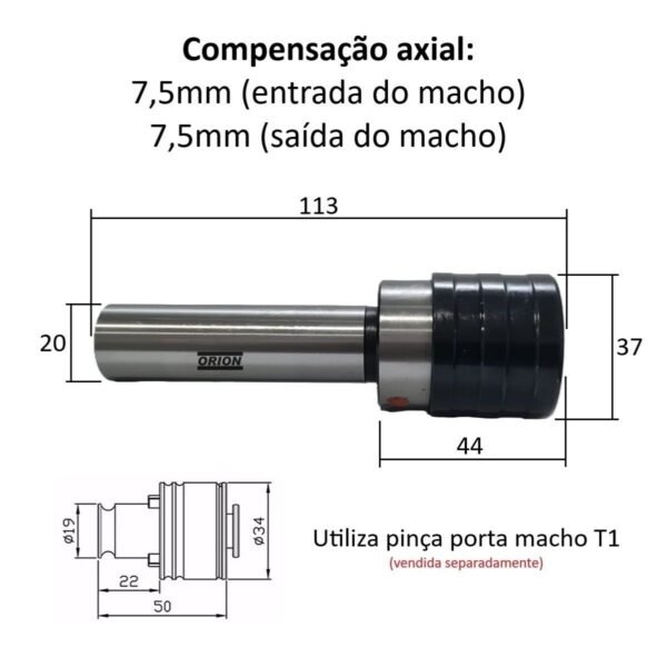 mandril flutuante haste paralela m3 a m12 - Imagem 3