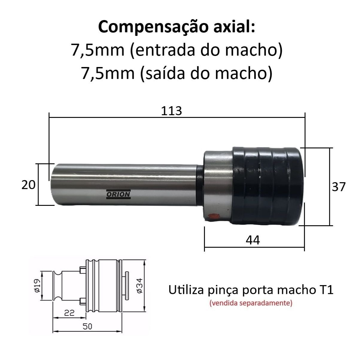 mandril flutuante haste paralela m3 a m12 J45 - Imagem 3