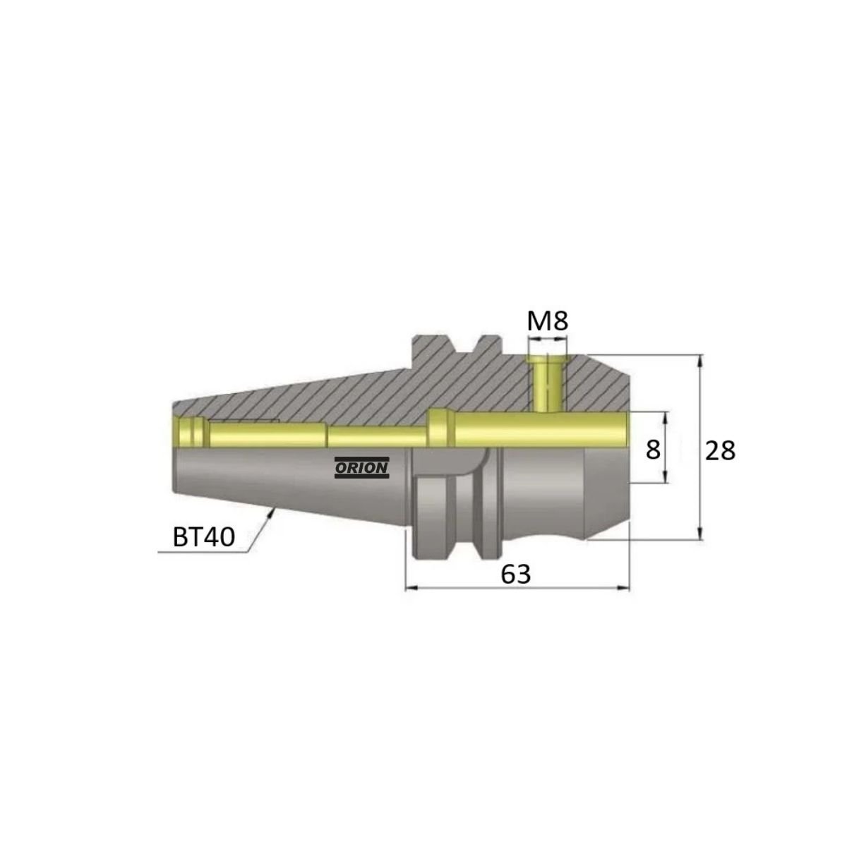 mandril porta barra bt40 08mm - Imagem 3