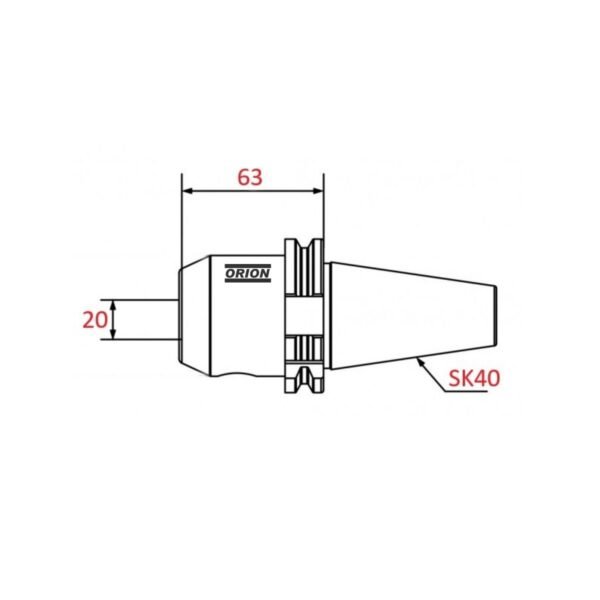 mandril porta barra Sk40 20 mm - Imagem 3