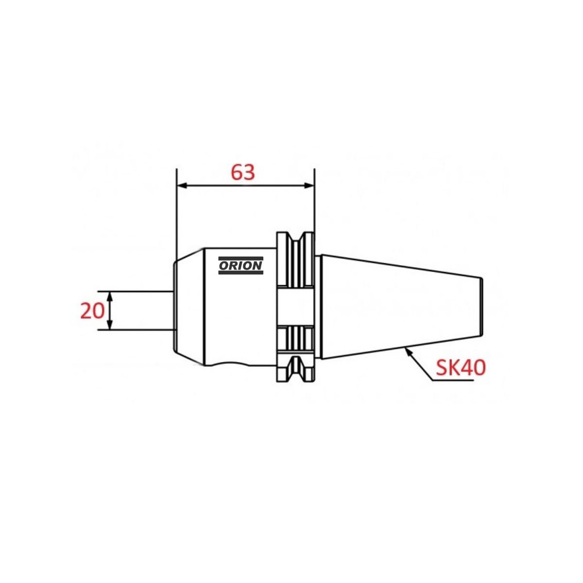 mandril porta barra sk40 20mm - Imagem 3