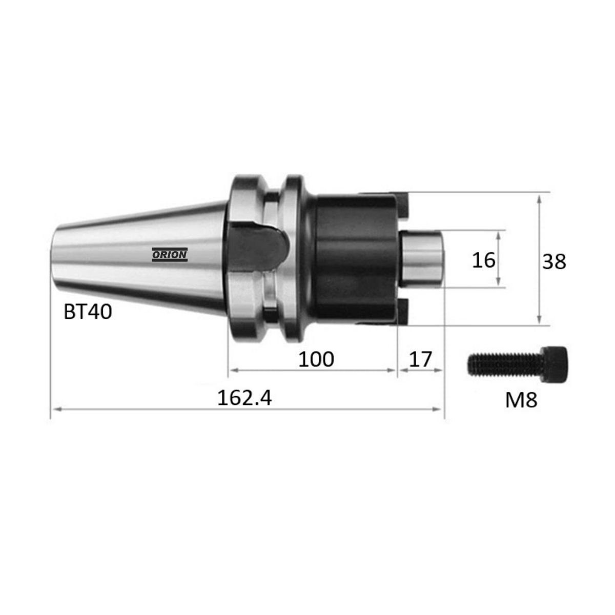 mandril porta fresa bt40 16 mm longo 100 mm - Imagem 3