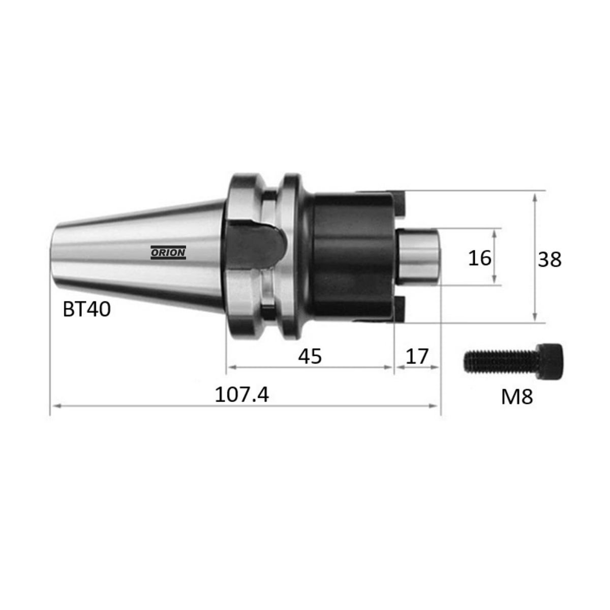 mandril porta fresa bt40 16mm - Imagem 3