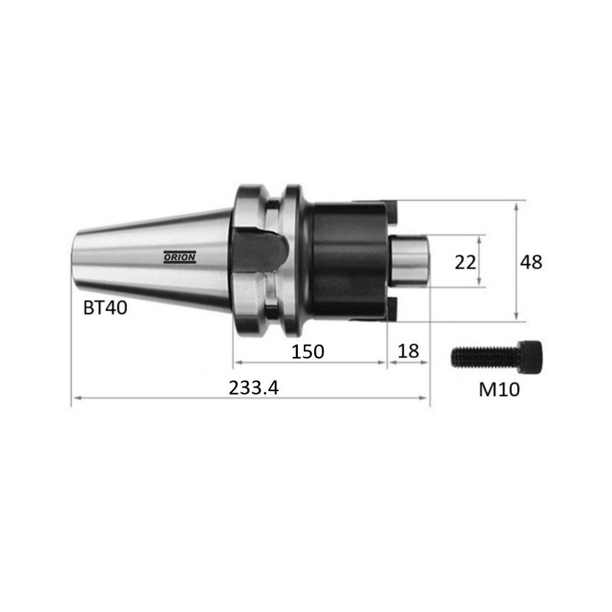 mandril porta fresa bt40 22mm longo L150 - Imagem 3