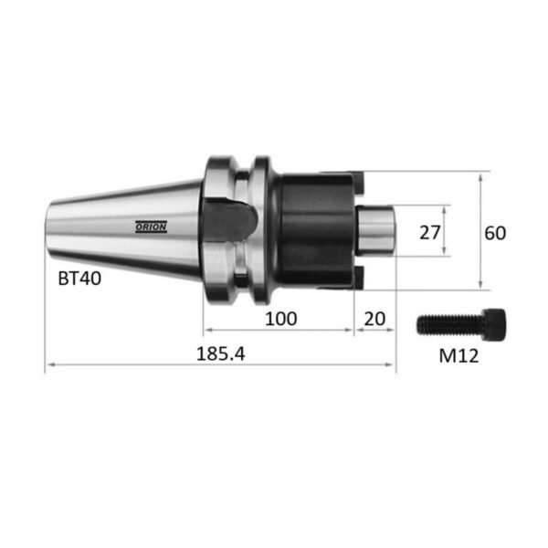 mandril porta fresa bt40 27 mm longo 100 mm - Imagem 3