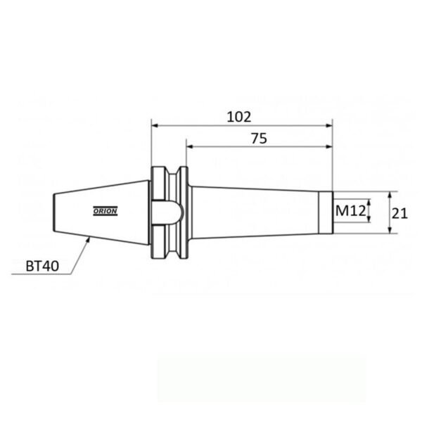 mandril porta fresa bt40 roscado m12 L 75 mm - Imagem 3