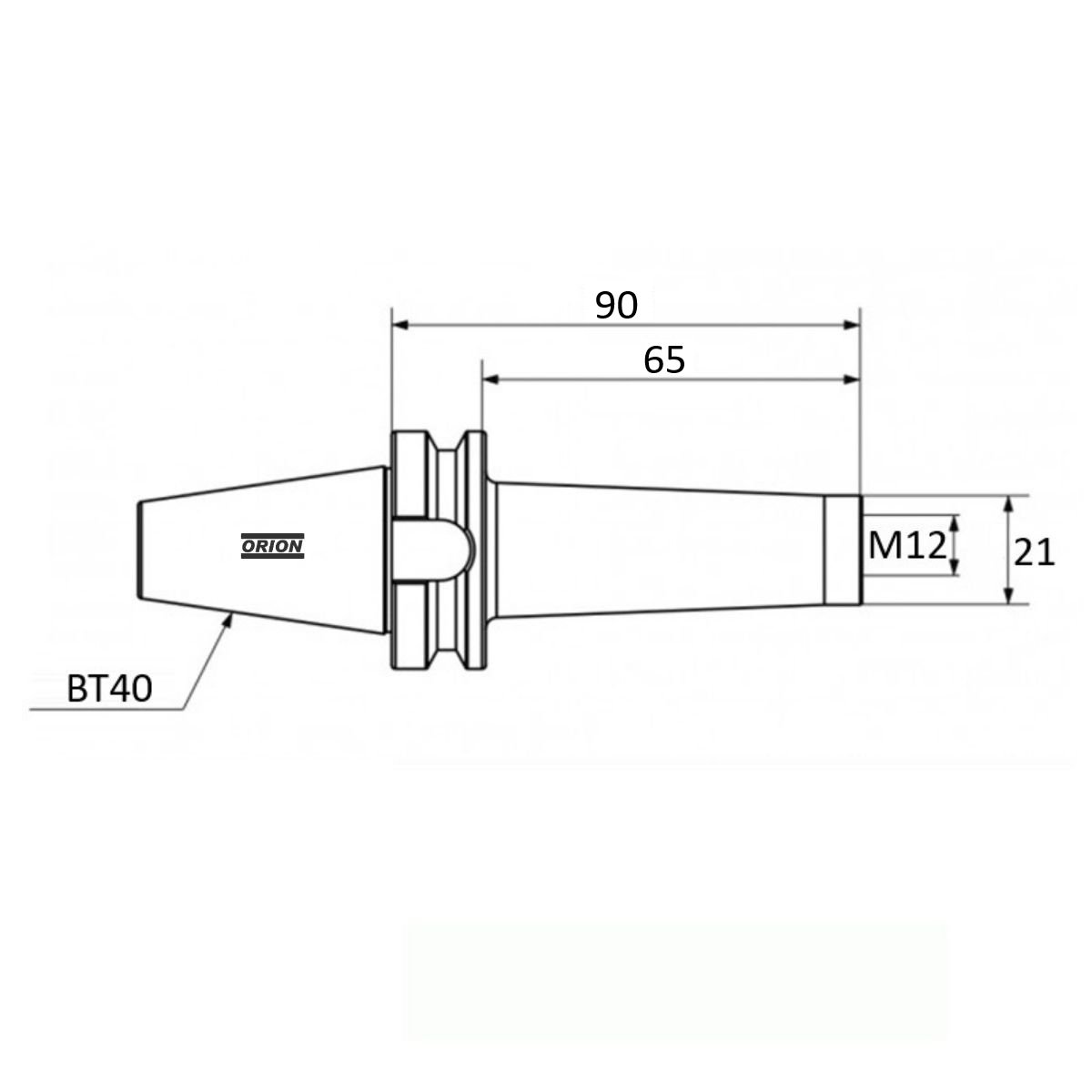 mandril porta fresa bt40 roscado m12 L90 - Imagem 3