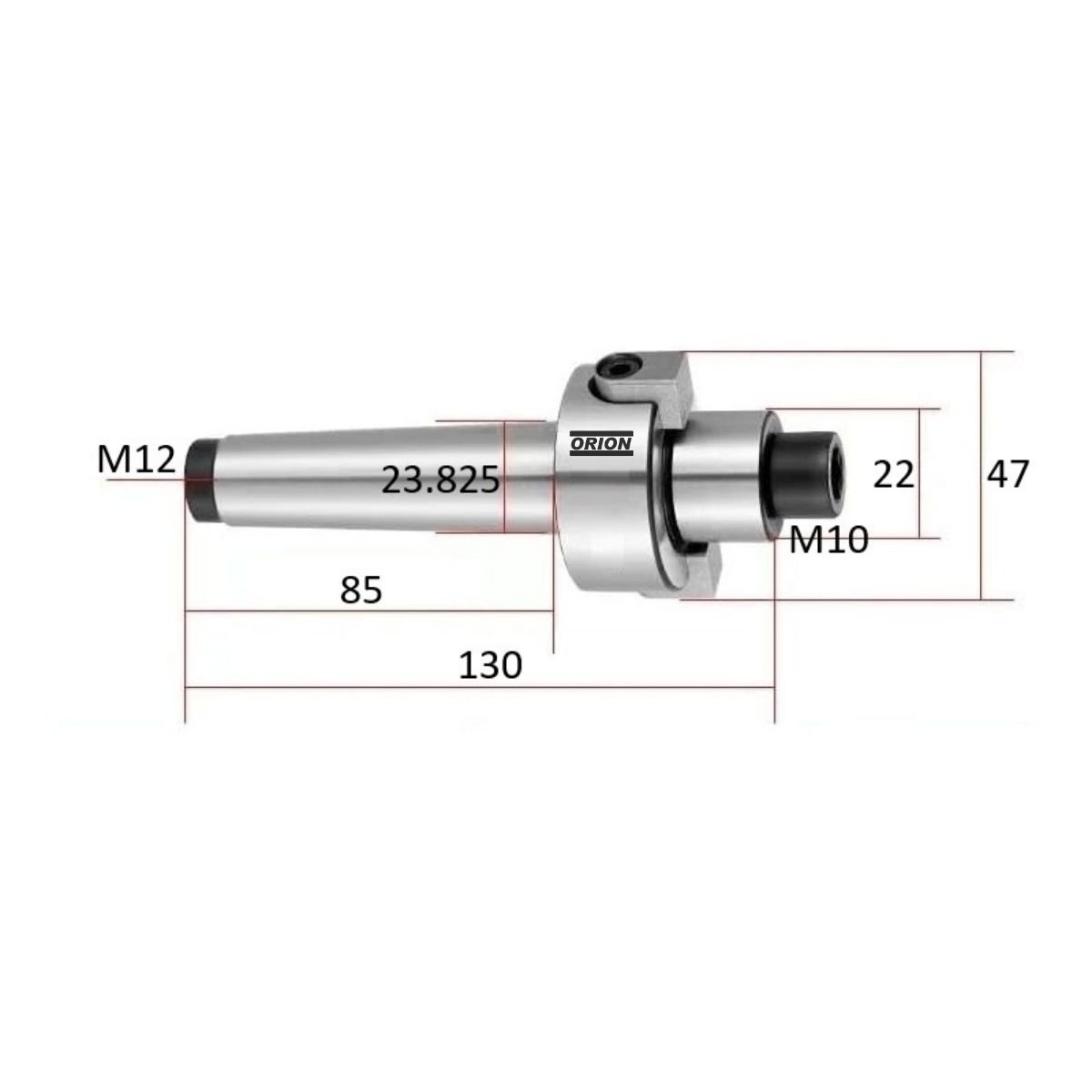 mandril porta fresa cone morse 3 piloto 22mm - Imagem 3