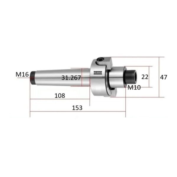 mandril porta fresa cone morse 4 piloto de 22 mm - Imagem 3