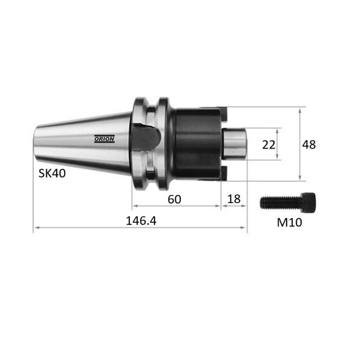 mandril porta fresa sk40 22mm - Imagem 3