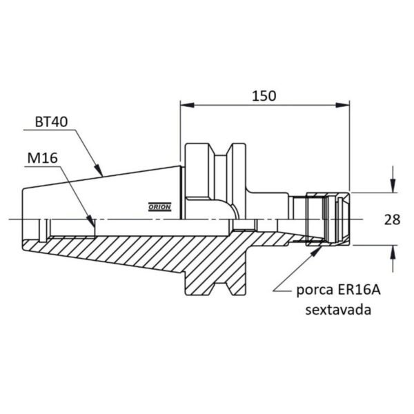 mandril porta pinças er16 bt40 L 150 mm - Imagem 3