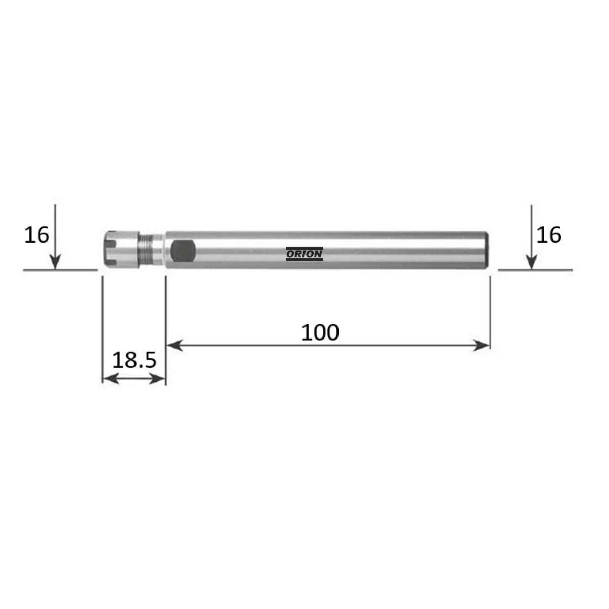 mandril porta pinças er11M haste paralela 16x100mm - Imagem 3