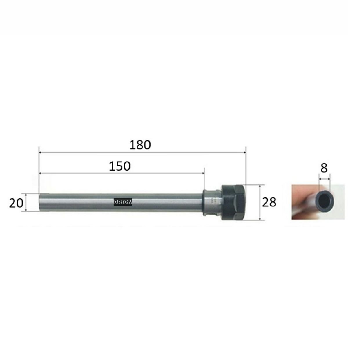 mandril porta pinças er16A haste paralela 20x150mm - Imagem 3