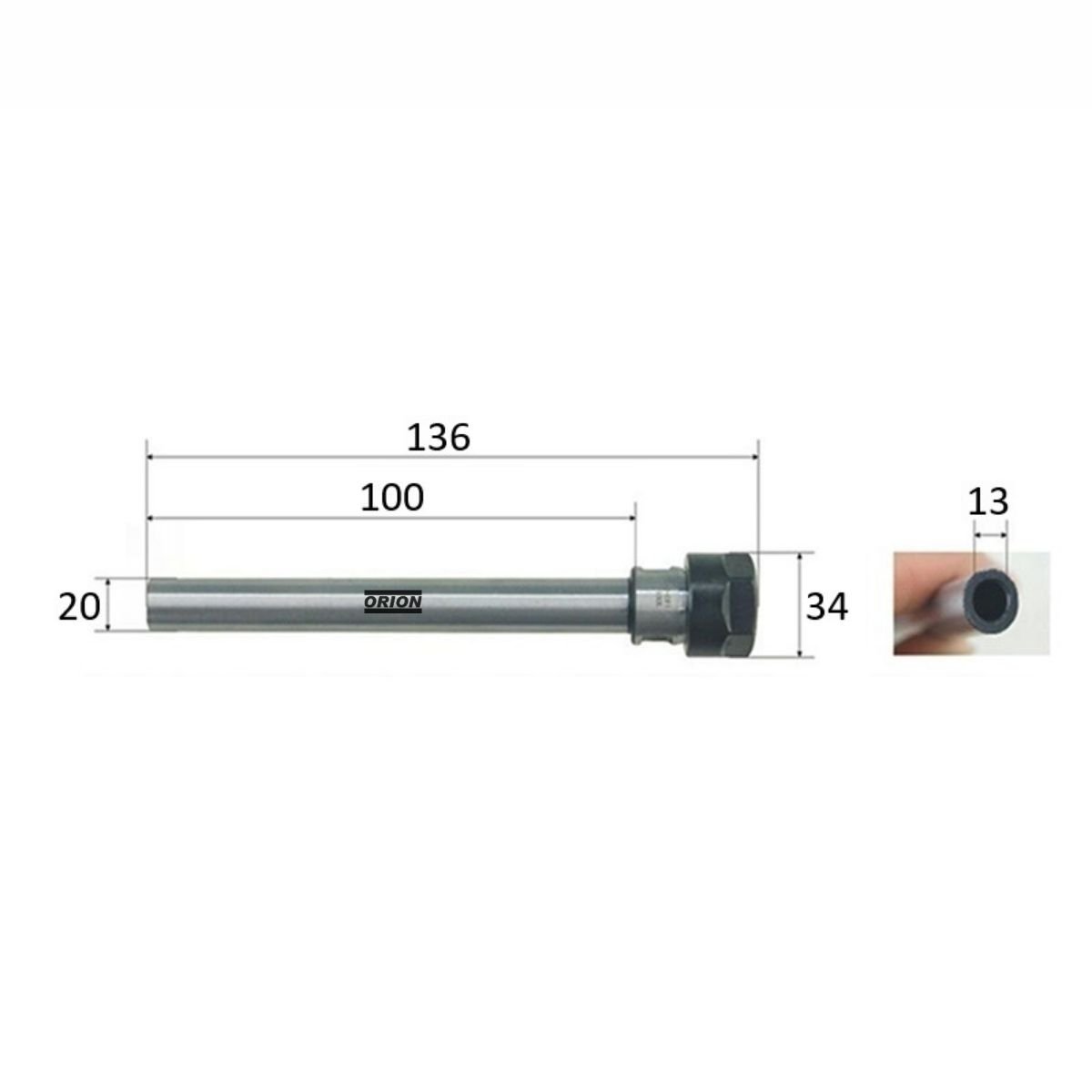 mandril porta pinças er20A haste paralela 20x100mm - Imagem 3