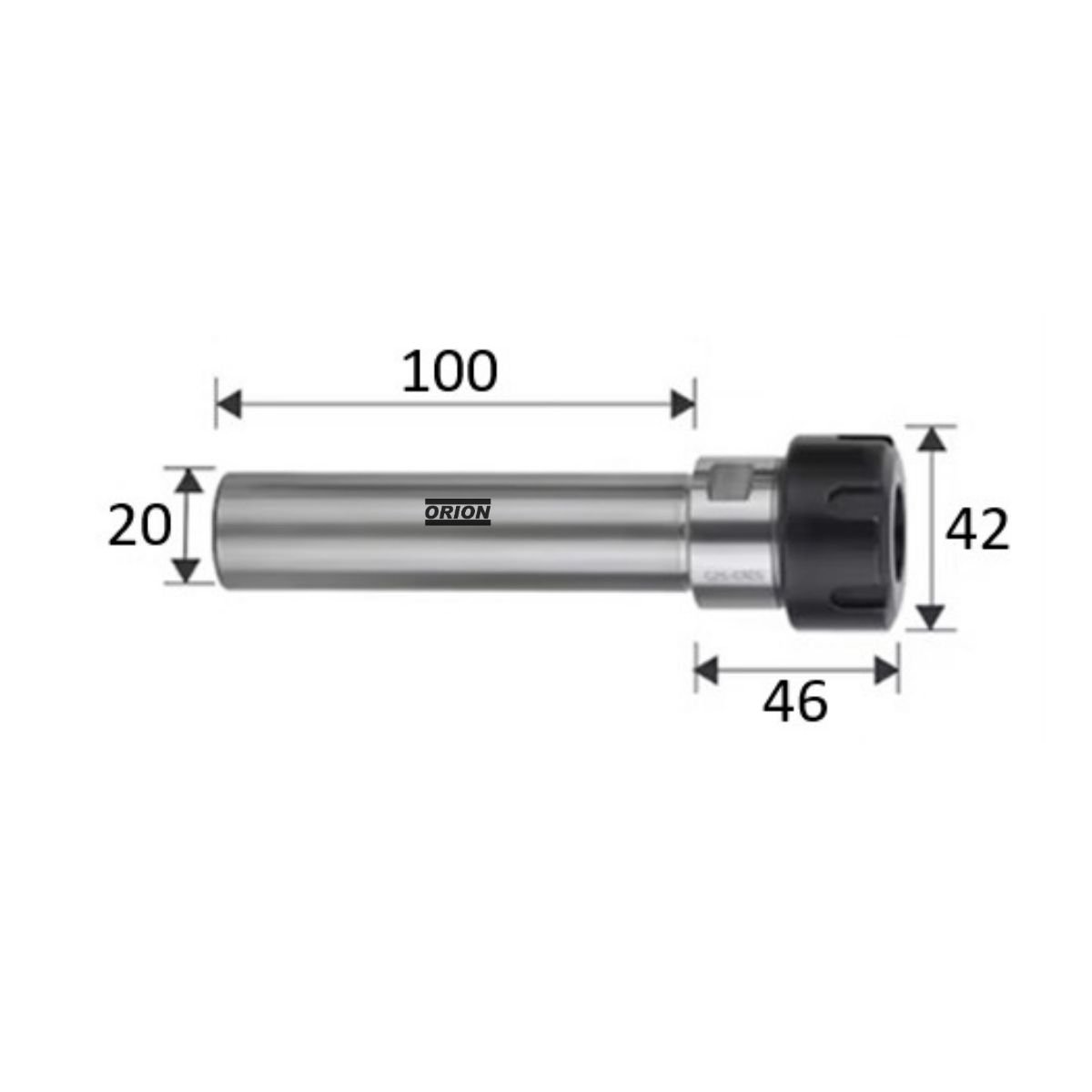 mandril porta pinças er25 haste paralela 20x100mm - Imagem 3