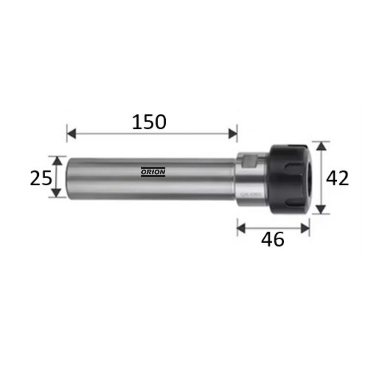 mandril porta pinças er25 haste paralela 25x150mm - Imagem 3
