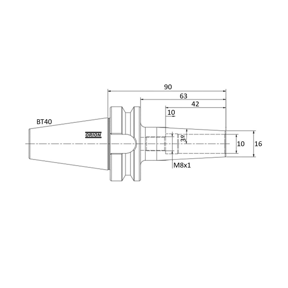 mandril induçao termica bt40 10mm L.90 shrink fit - Imagem 3