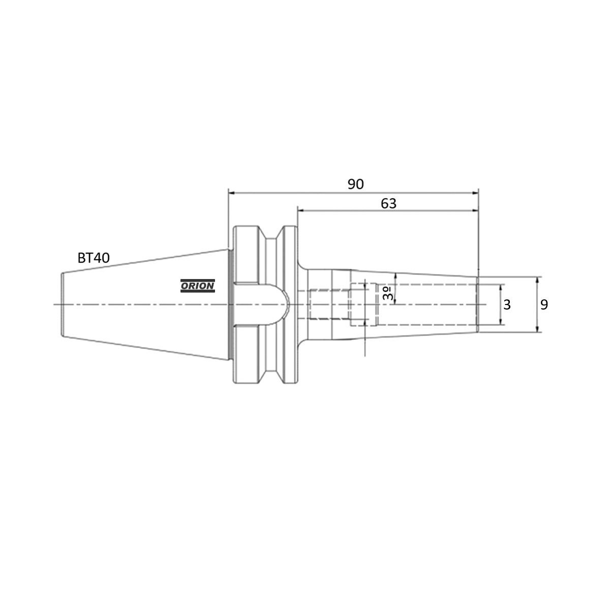 mandril induçao termica bt40 03mm L.90 shrink fit - Imagem 3