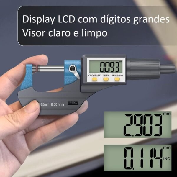 micrometro externo digital 0 a 25 mm x 0,001 - Imagem 2