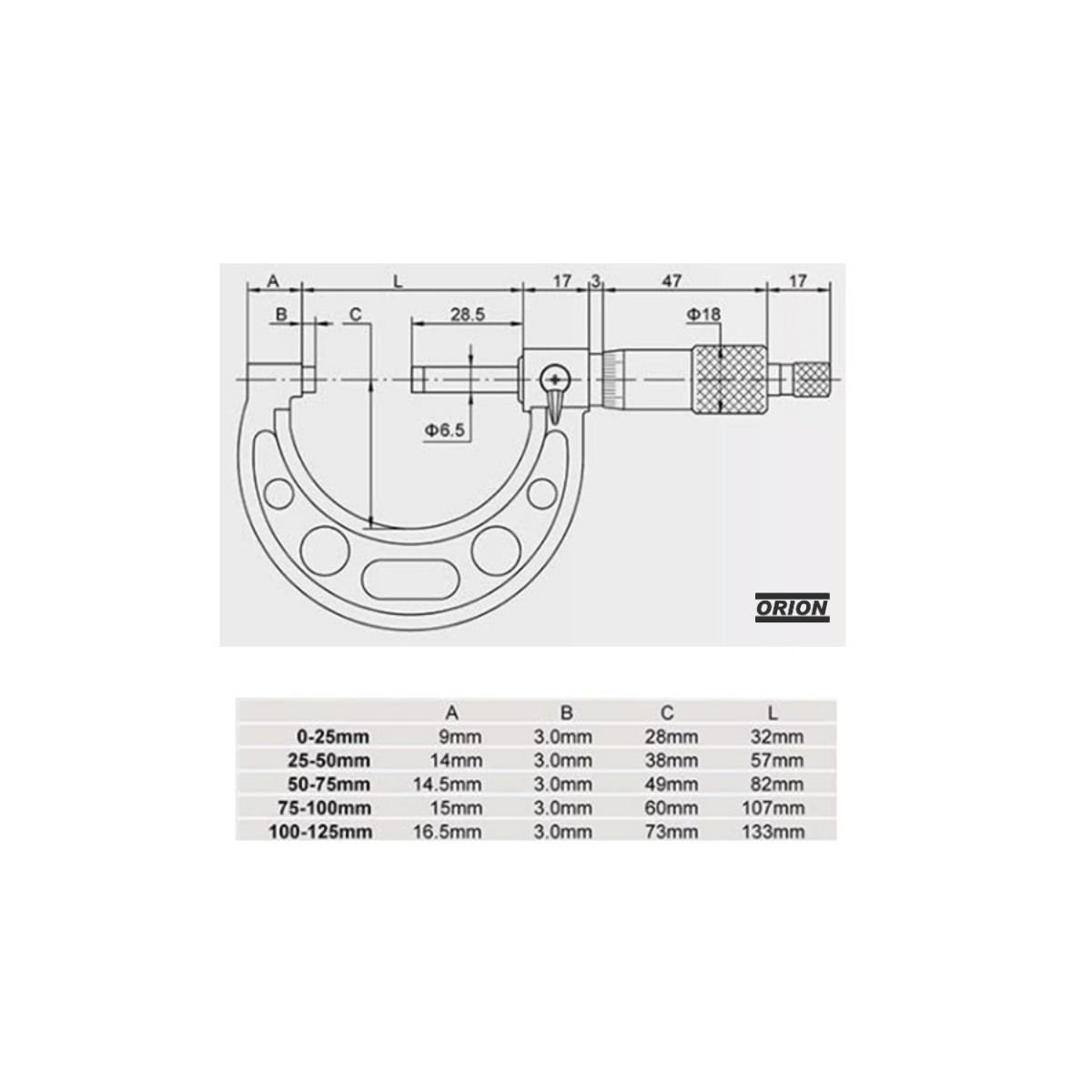 micrometro externo 0 a 25mm 0,01mm - Imagem 3