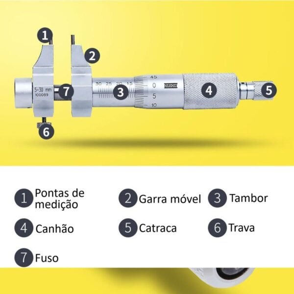 micrometro interno tipo paquimetro 05 a 030 mmx0,01 mm - Imagem 5