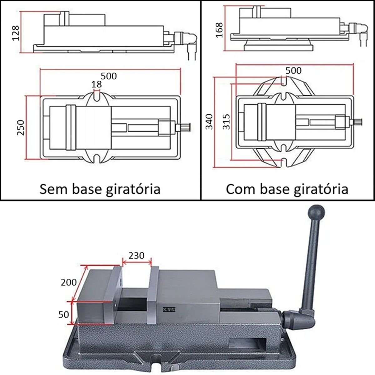 morsa giratoria abertura 230mm modelo QM - Imagem 3
