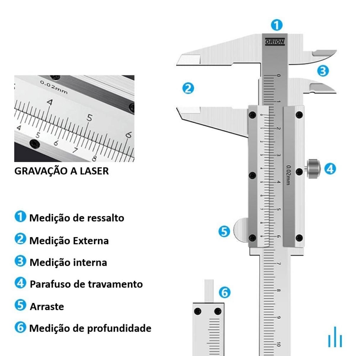 paquimetro 200 mmxgraduaçao 0,02 mm - Imagem 2