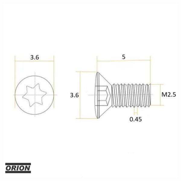 parafuso torx m2,5x5,0 t08 - Imagem 3
