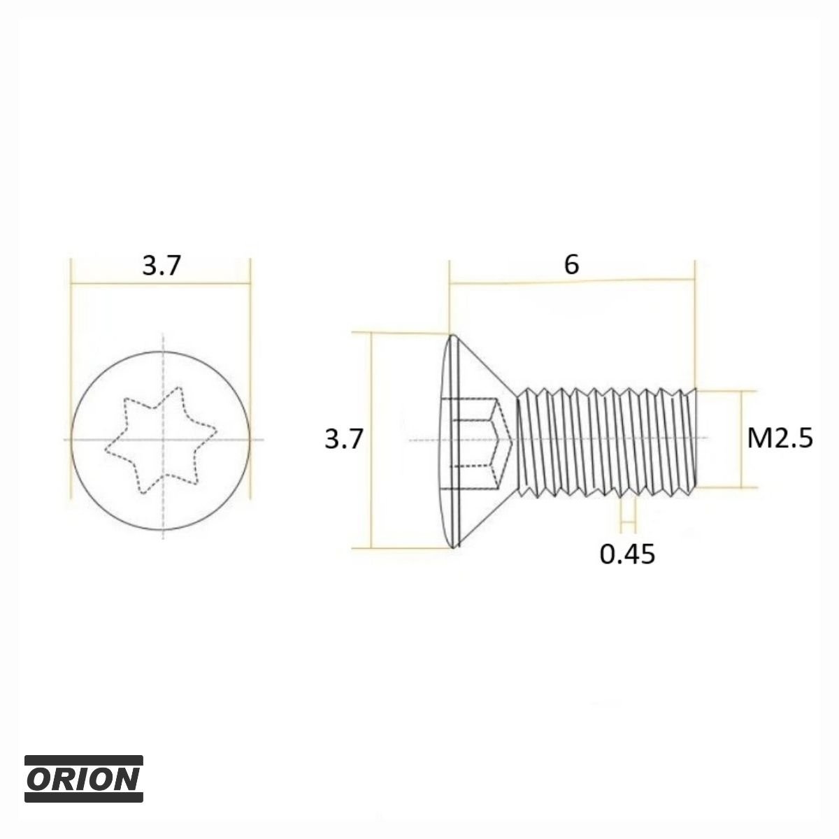 parafuso torx m2.5x6.0 t08 - Imagem 3