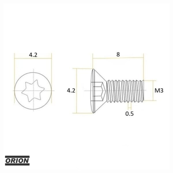 parafuso torx m3,0x8,0 t08 - Imagem 3