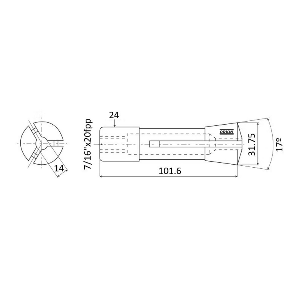 pinça para afiadora universal U3 R8 14 mm - Imagem 3