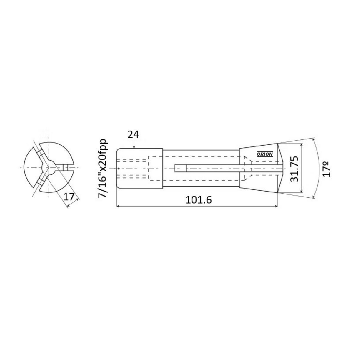 pinça para afiadora universal U3 R8 17mm - Imagem 3