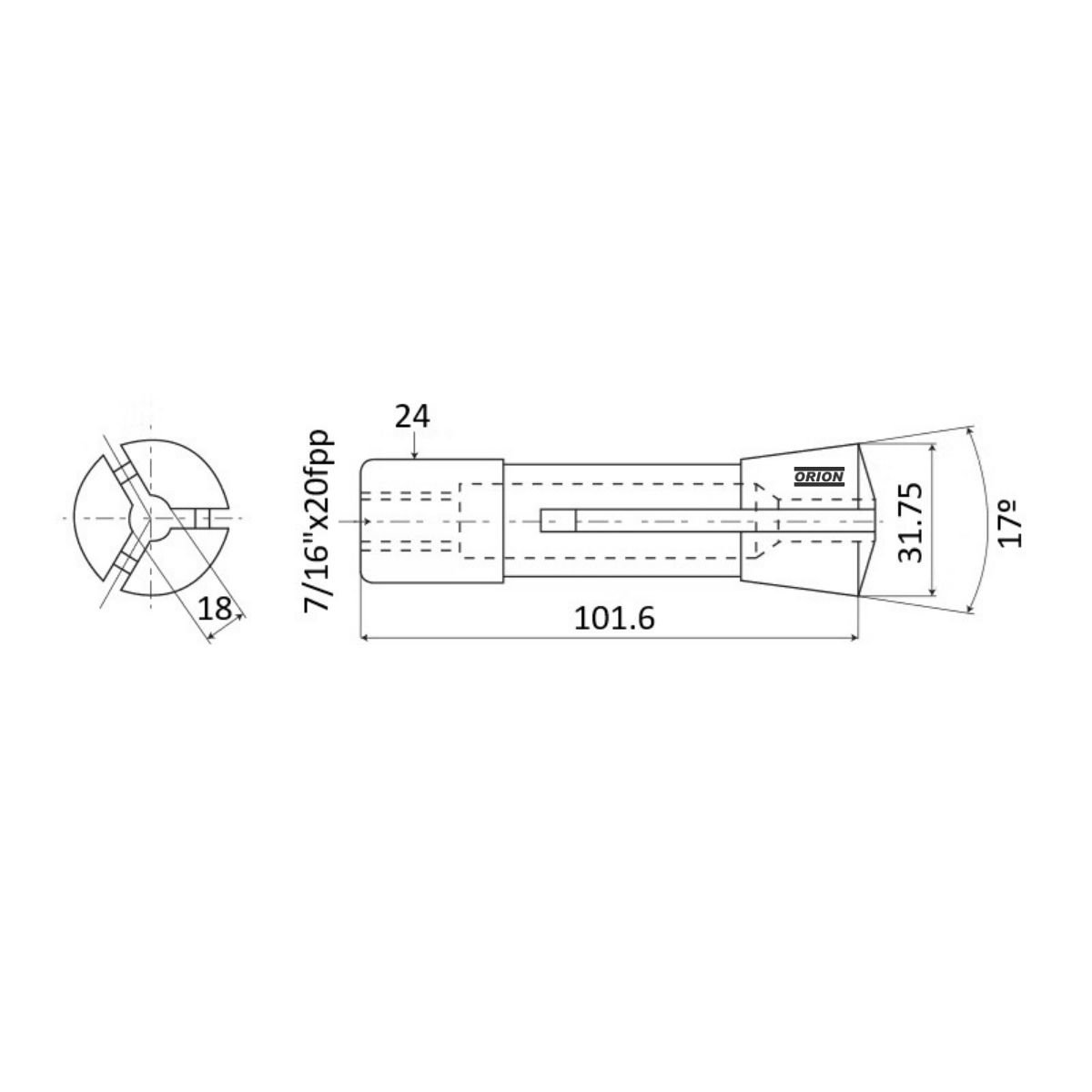 pinça para afiadora universal U3 R8 18mm - Imagem 3