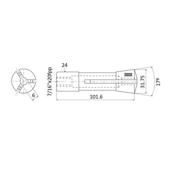 pinça para afiadora universal U3 R8 06 mm - Imagem 3
