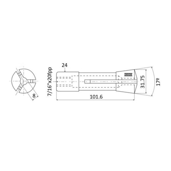 pinça para afiadora universal U3 R8 08 mm - Imagem 3