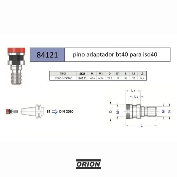 pino adaptador bt40 para iso40 - Imagem 3