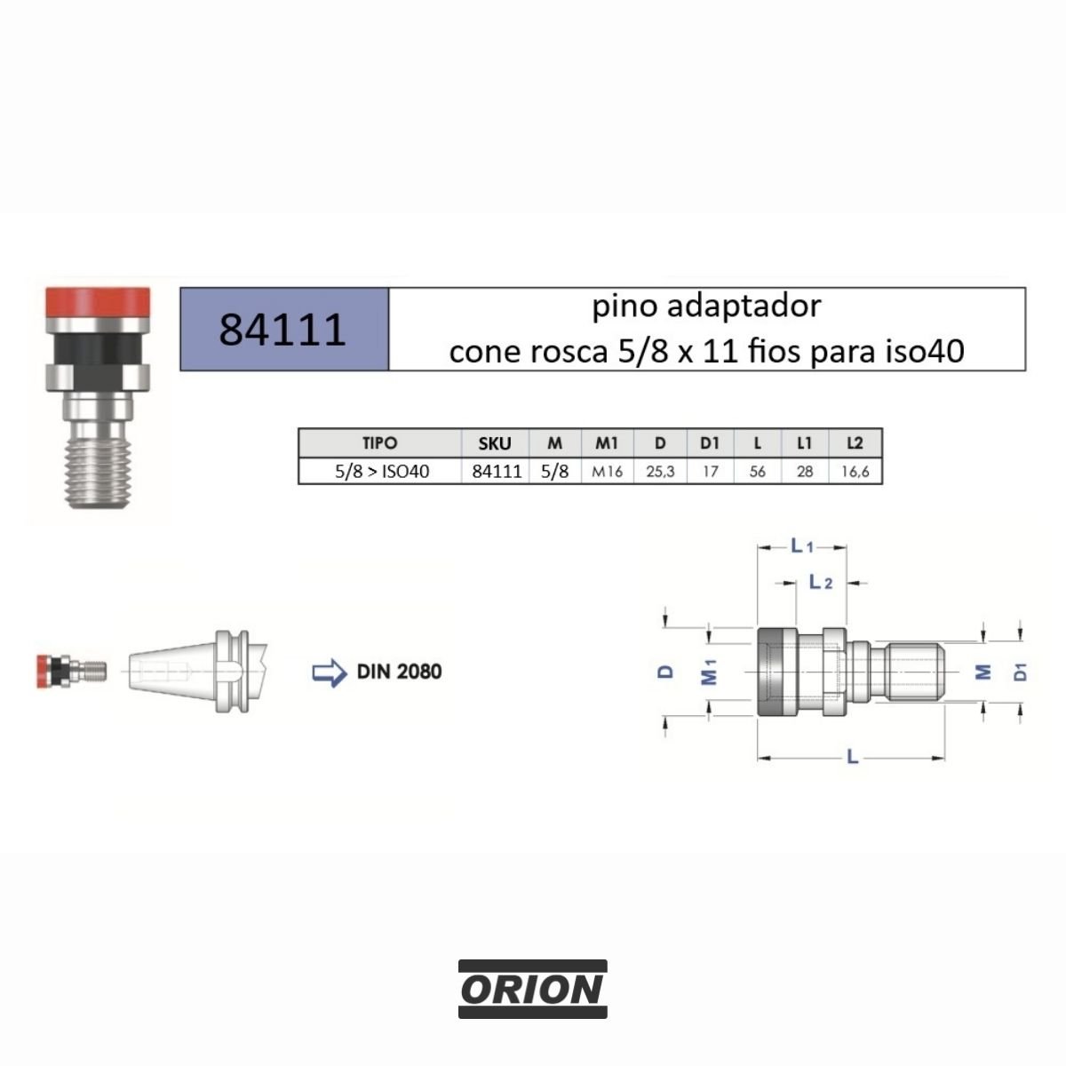 pino adaptador 5/8 para m16 - Imagem 3