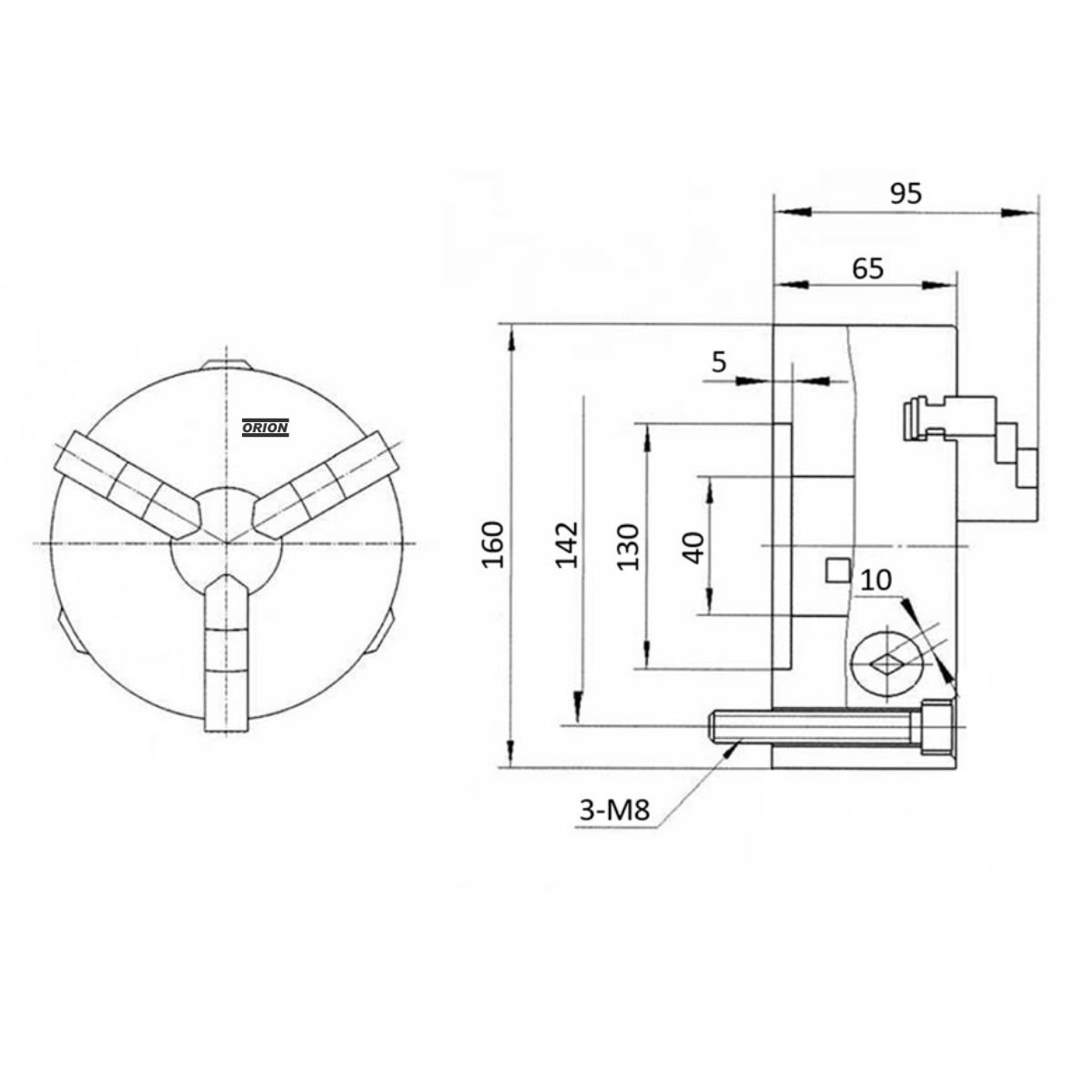 placa de torno universal 3 castanhas 160 mm fixaçao frontal - Imagem 3